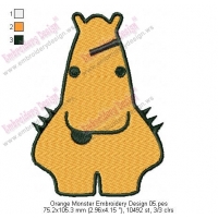 Orange Monster Embroidery Design 05